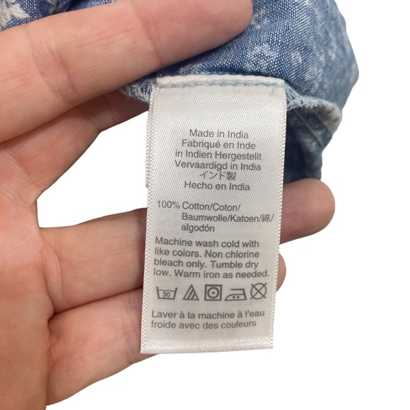 J. Crew Factory Printed chambray ruffle faux-wrap dress - Picture 9 of 11